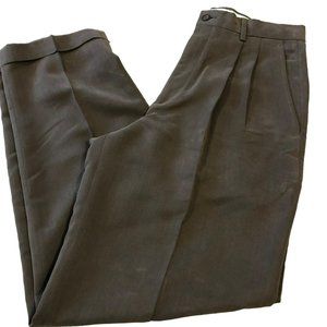 Liz Claiborne Men's Pleated Loose Fit Pants w/Cuffs Green Sz 32x30 Pressed Seam